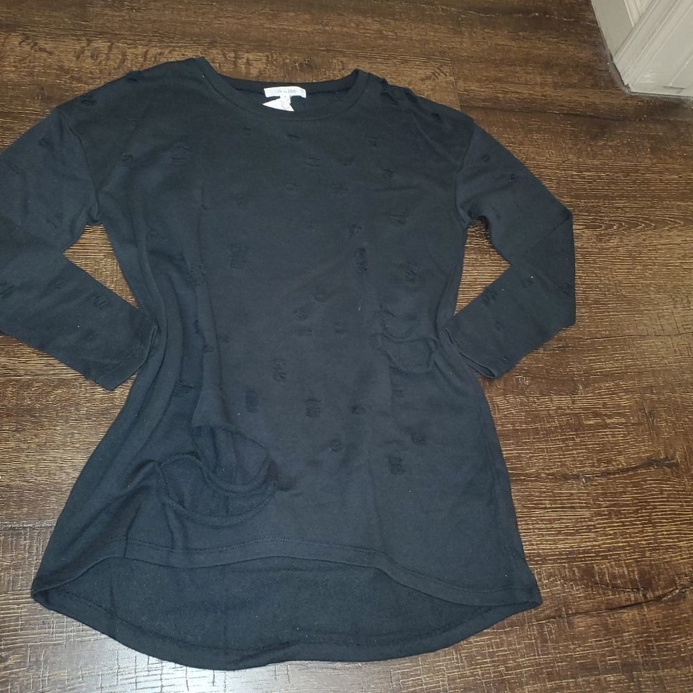 Distressed Black/ Grey sweatshirt dress/tunic top - Picture 5 of 8